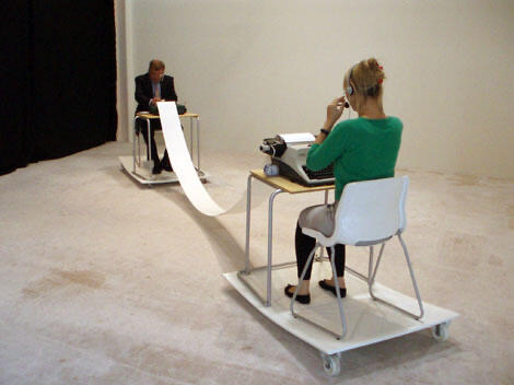 Performance with audio typists, Match Report, Project Space Leeds, 2008